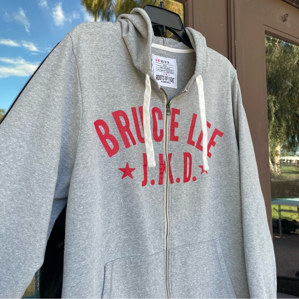 Under Armour Gray Full-Zip Hoodie with Red Bruce Lee J.K.D. Graphic - Picture 4 of 15